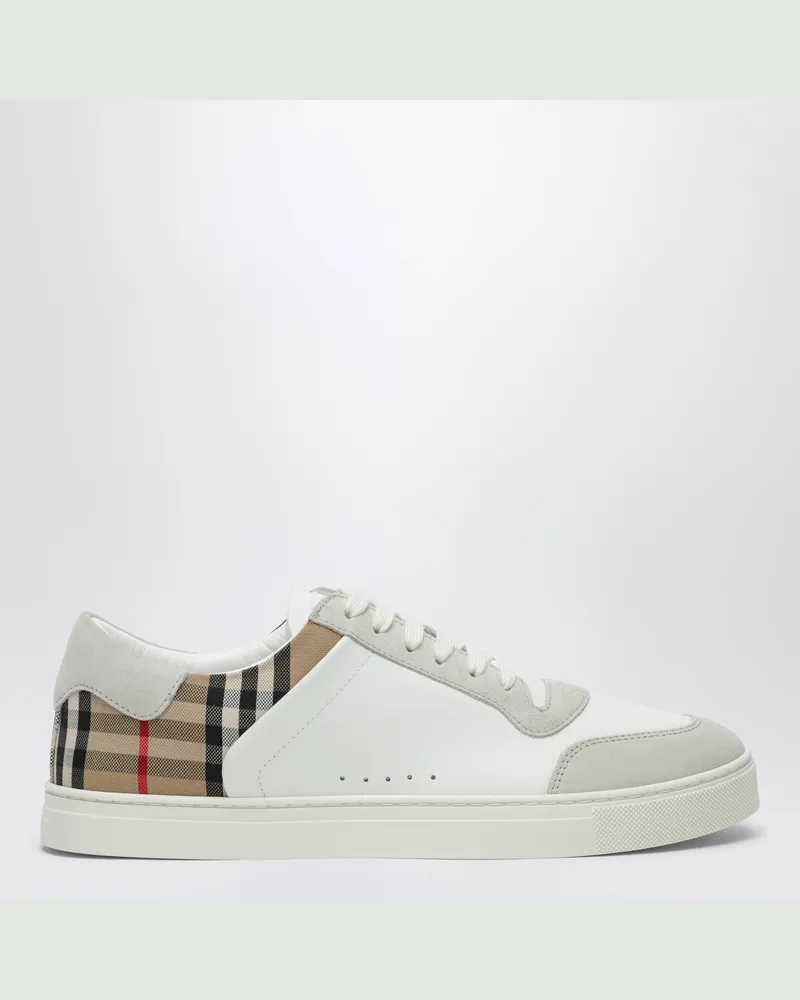 Burberry White and Check leather sneakers White
