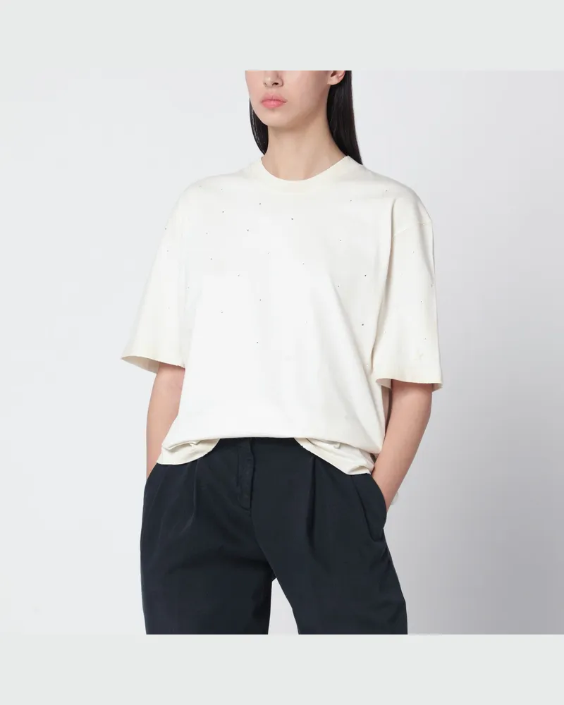 Golden Goose Weißes Vintage-Baumwoll-T-Shirt Star 