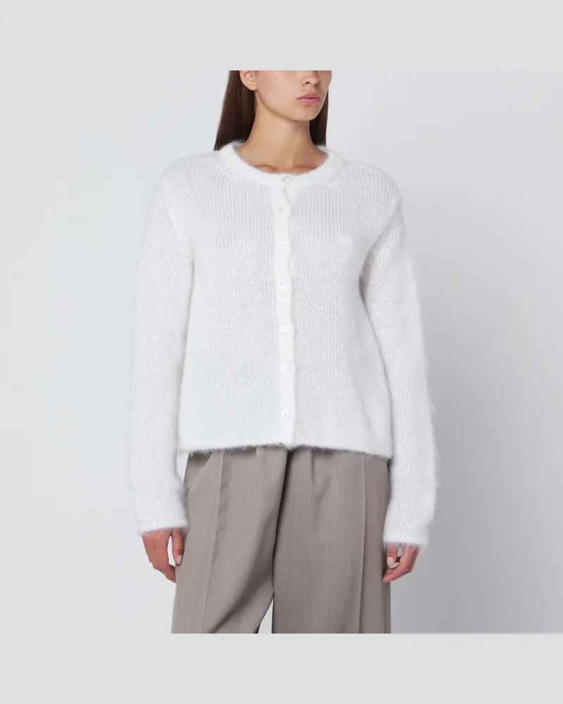 Loewe Weißer Cardigan aus Mohair-Mischung Metallisch