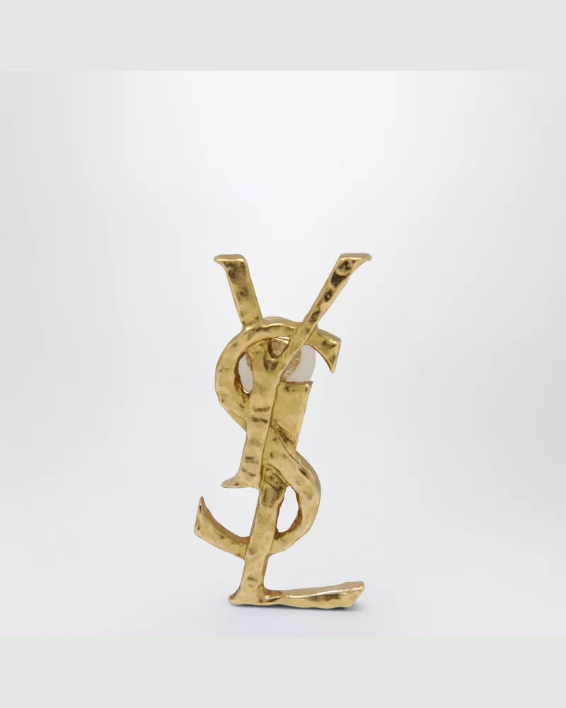 Saint Laurent Gehämmerter Cassandre Clip-Ohrring aus Messing Metal