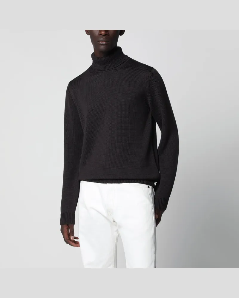 Roberto Collina Brauner Rollkragenpullover aus Wolle Brown