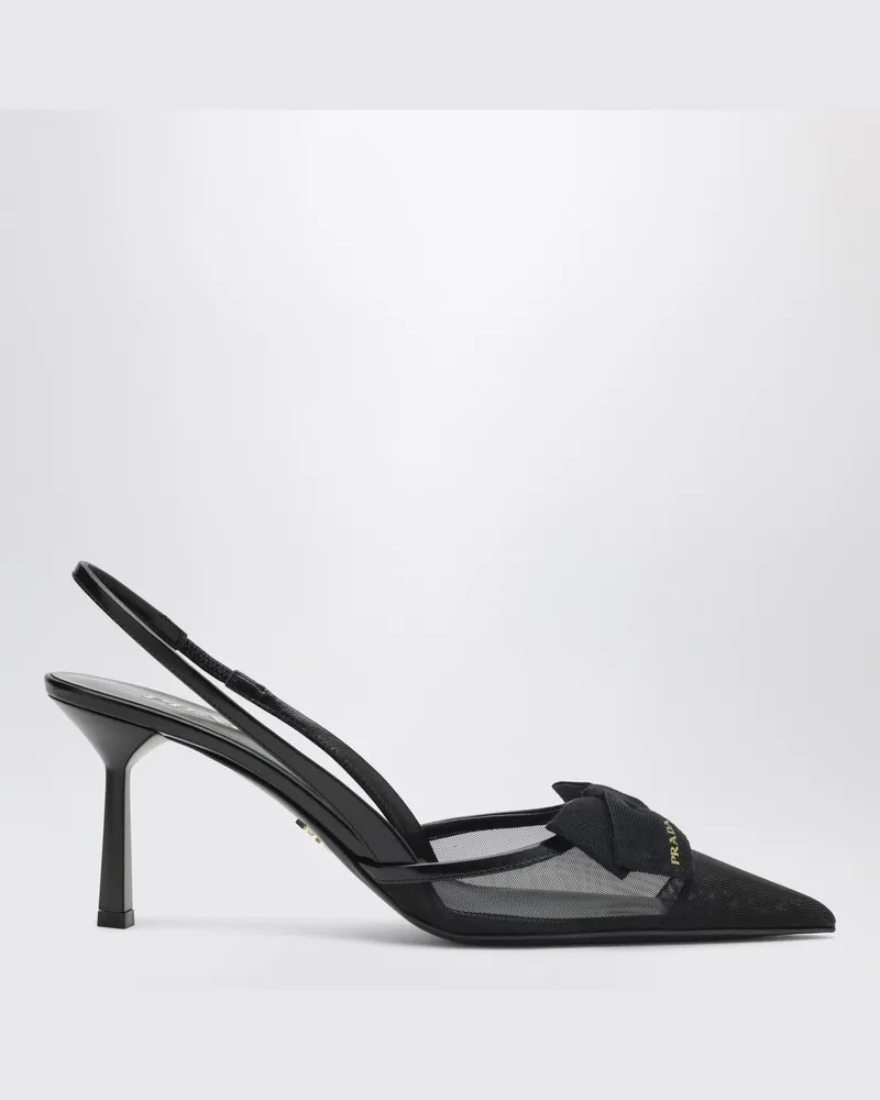 Prada Schwarze Slingback-Pumps aus Stoff und Mesh Schwarz