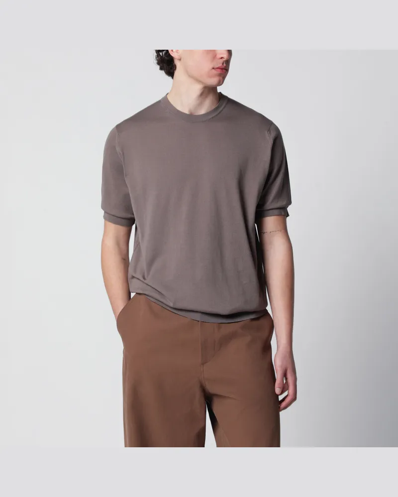 John Smedley Kempton Baumwollpullover in Moosbeige Beige