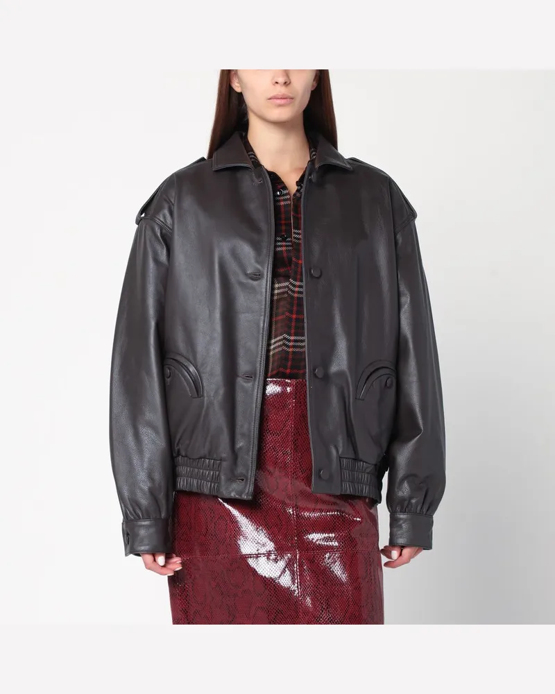 Blazé Milano Bomberjacke aus Ebenholz-Leder Schwarz