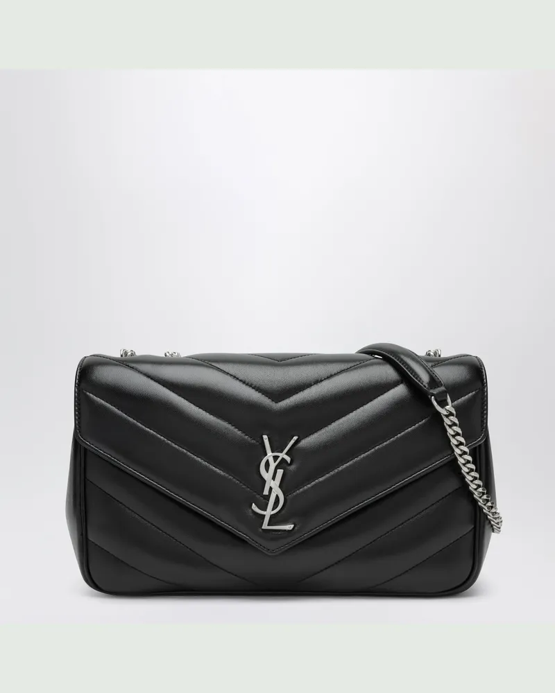 Saint Laurent Loulou Medium Schultertasche aus Lammleder in Schwarz Black