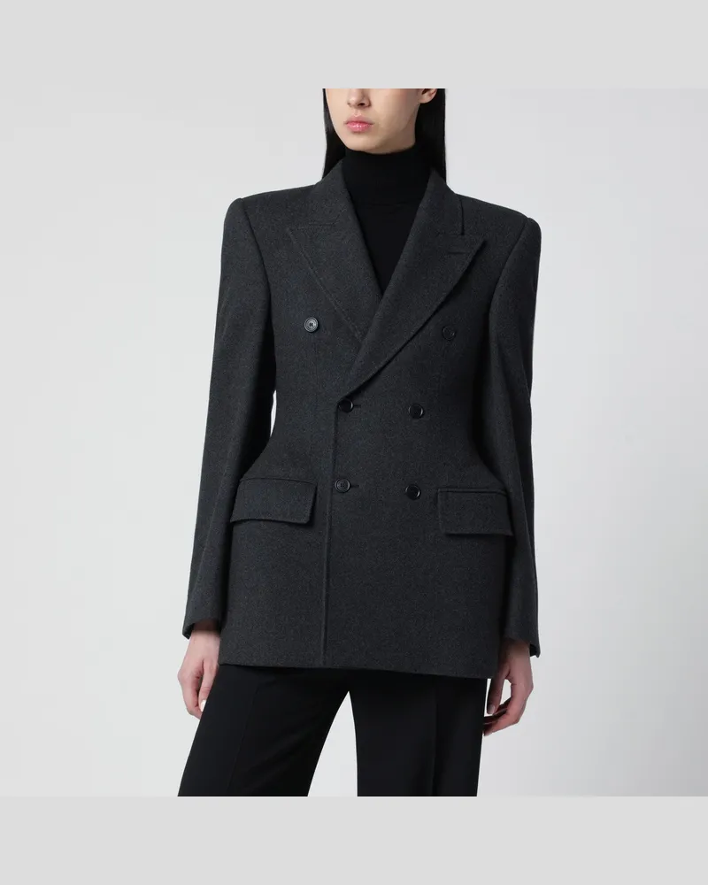 Balenciaga Graue zweireihige Kaschmirjacke 