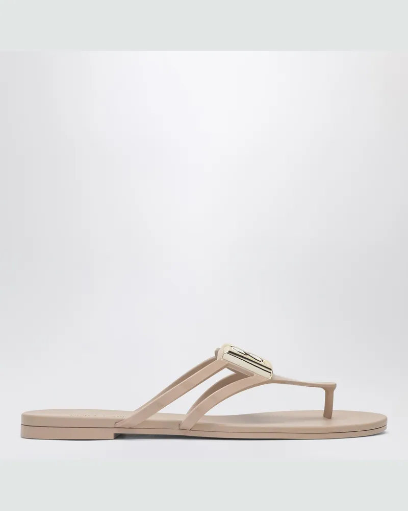 Dolce & Gabbana DG Zehentrenner-Sandalen in Puderrosa und Gold Pink