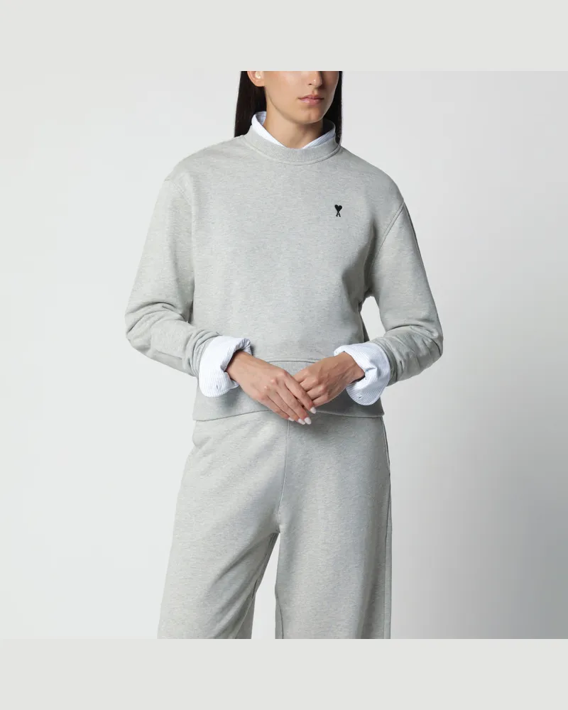 AMI Paris Graues Ami de Coeur Sweatshirt mit Rundhalsausschnitt Grey