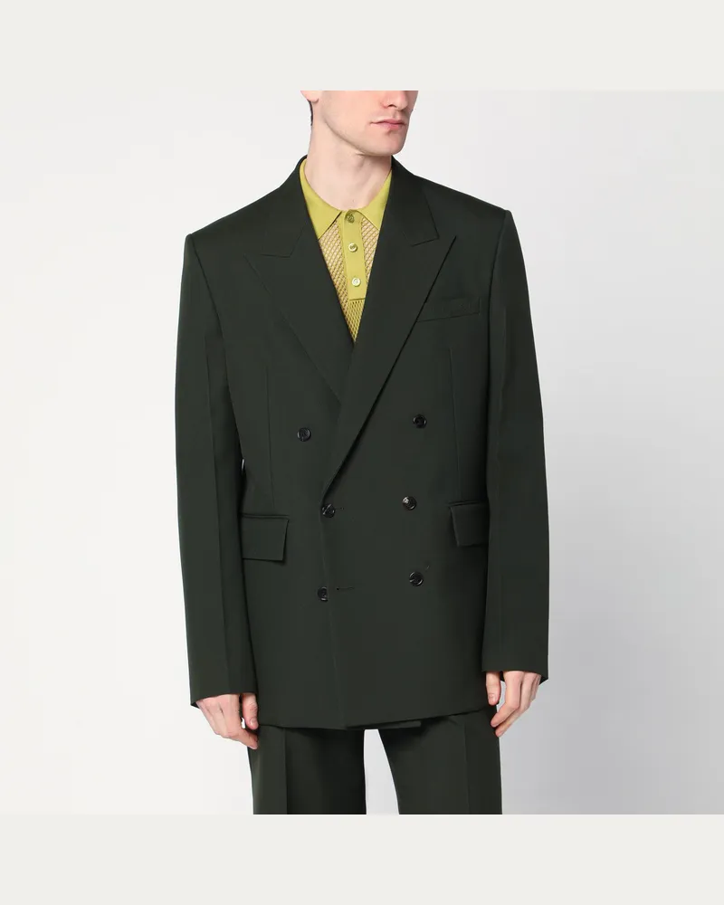 Gucci Militärgrüne zweireihige Jacke aus Wolle Green