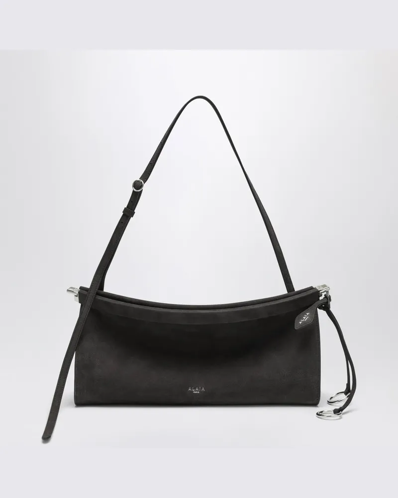 Alaïa Mittlere Le Click East West Tasche aus anthrazitgrauem Nubuk Grau