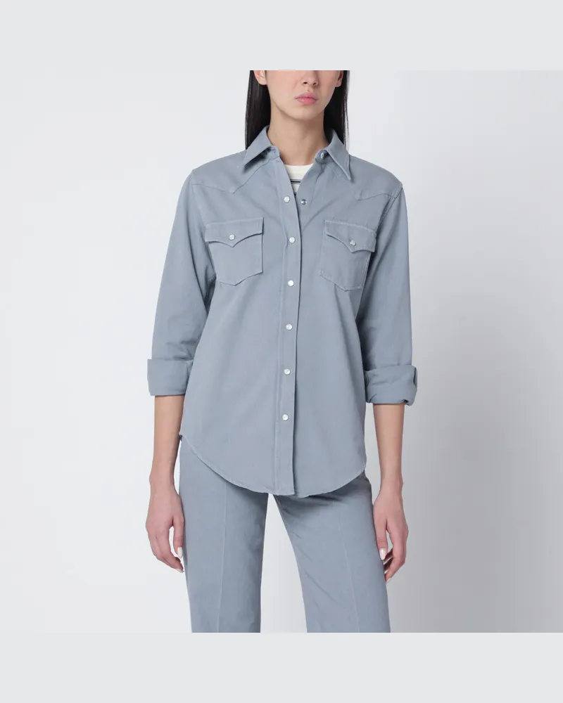 A.P.C. Blaugraues Baumwollhemd Blue