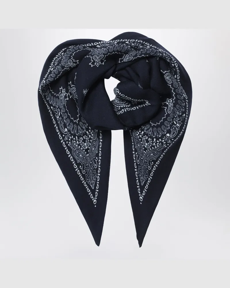 Destin Marineblaues dreieckiges Bandana-Tuch aus Wolle Blue