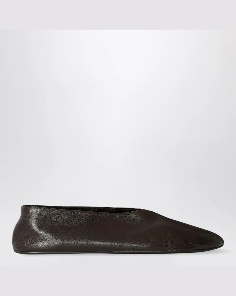The Row Stella Slipper braun aus Leder und Shearling Brown
