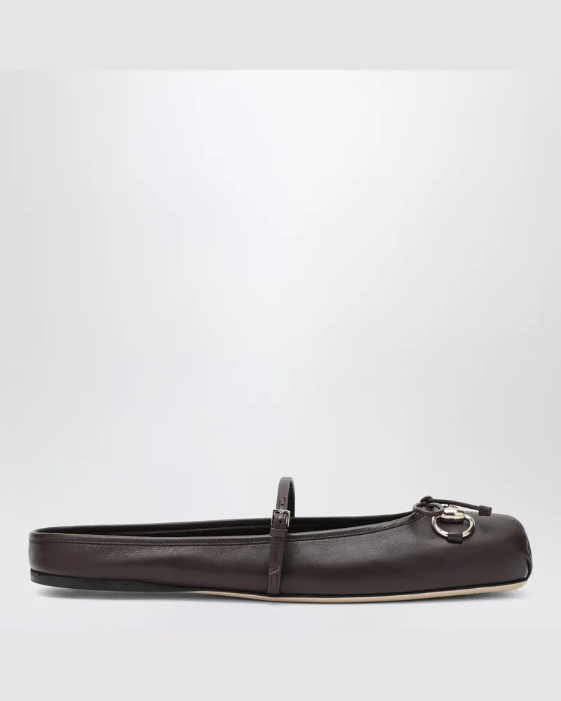 Gucci Dunkelbraune Mules mit Horsebit-Detail Brown