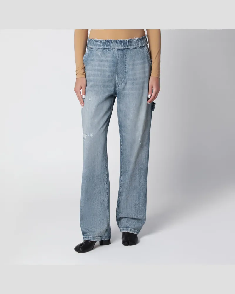 Maison Margiela Jeans mit weitem Bein und Fransengürtel in Blau Blue