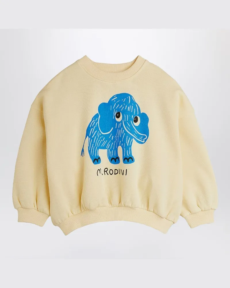 Mini Rodini Elfenbeinfarbenes Sweatshirt mit Mammut-Print Weiß