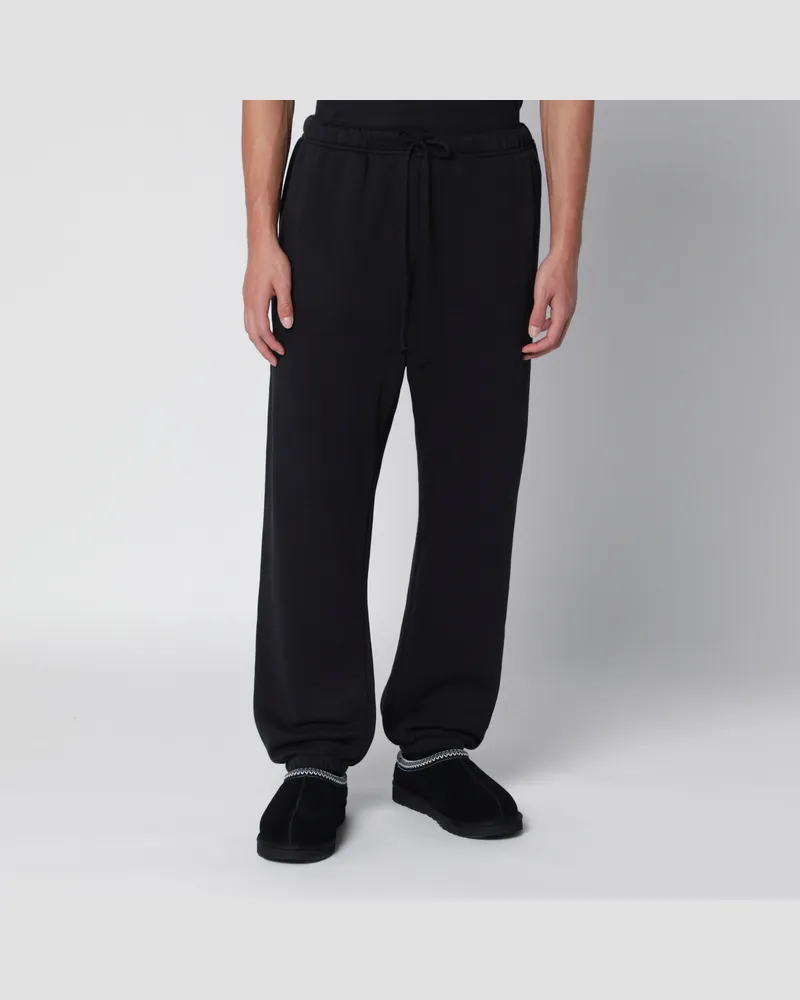 SKIMS Washed-schwarze Jogginghose aus Baumwollfleece Black