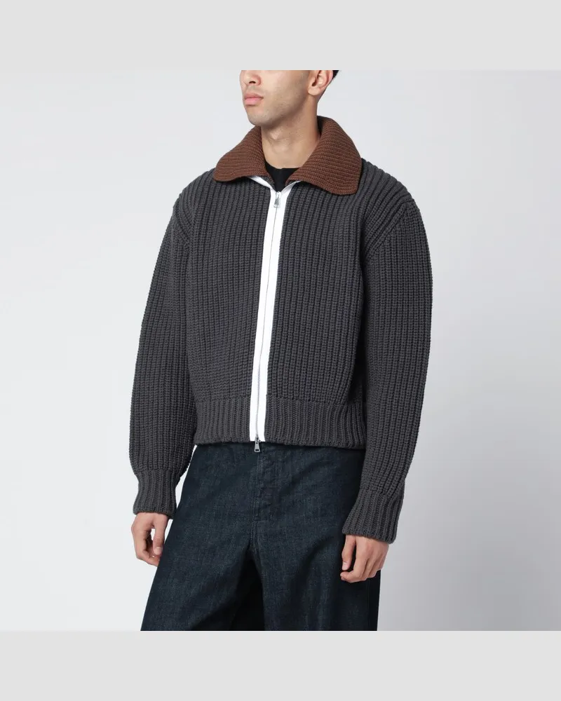 Namacheko Grauer Strickcardigan aus Wolle Grau