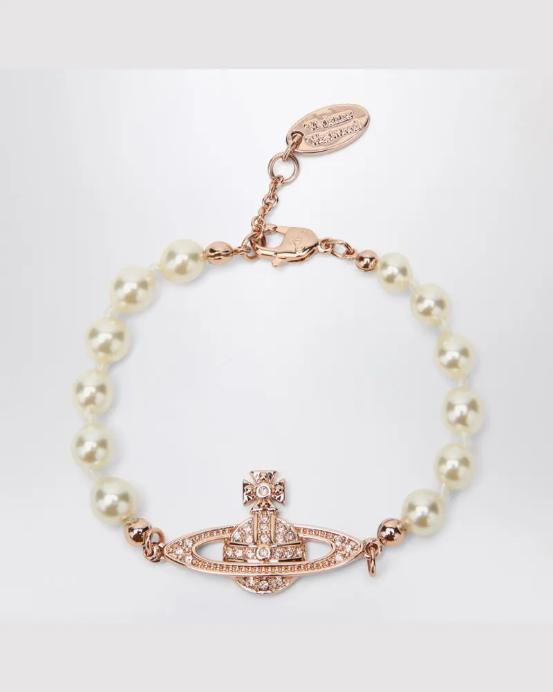 Vivienne Westwood Mini Bas Relief Perlenarmband Roségold Rosa