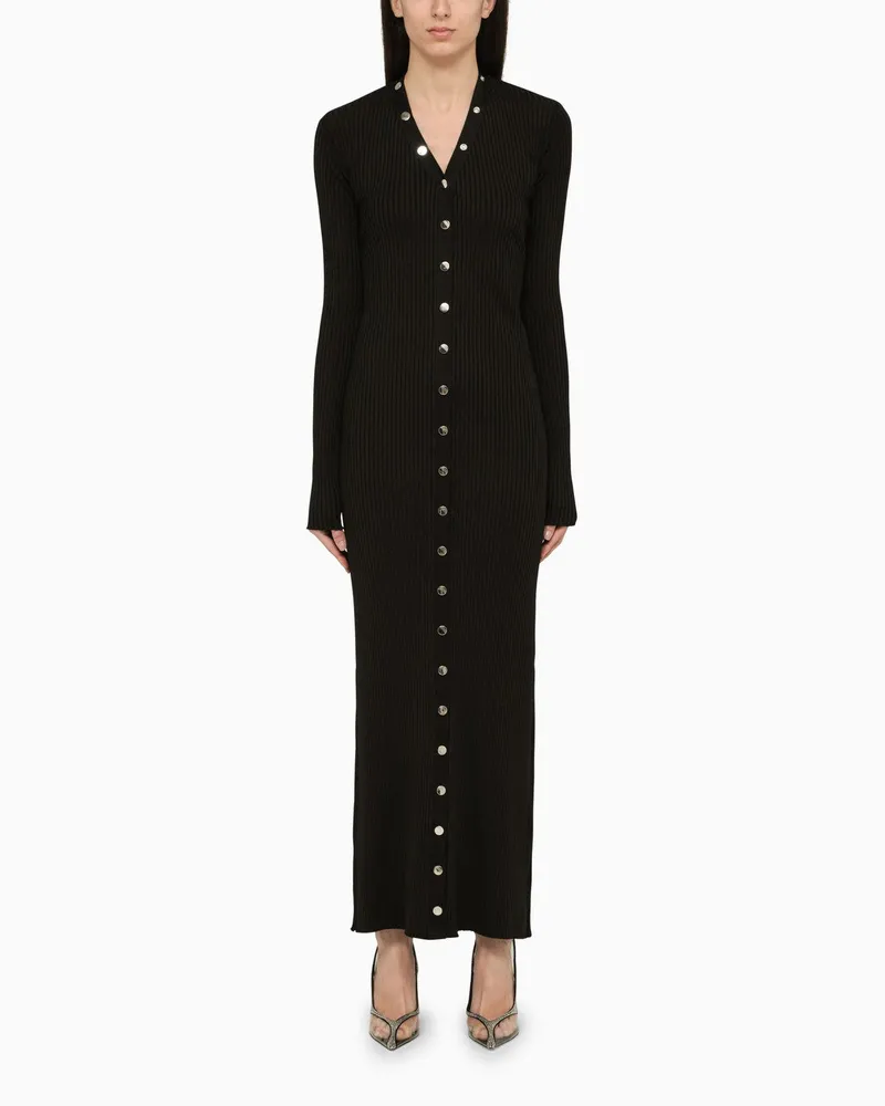 ATTICO Schwarze lange Strickjacke aus Viskose 