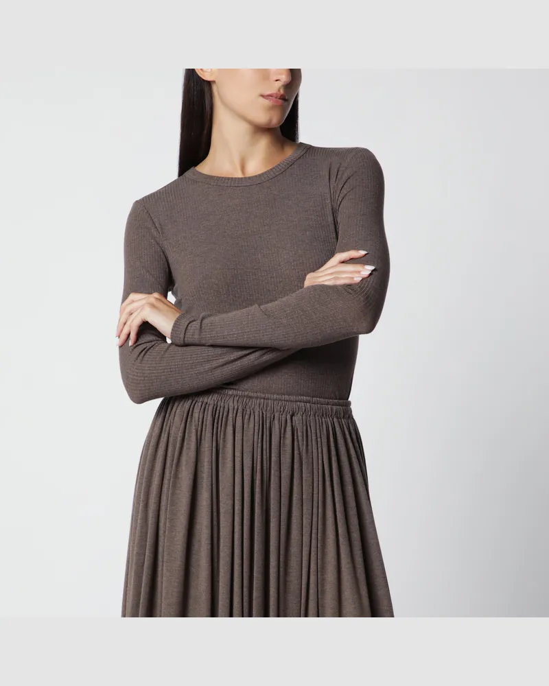 Max Mara Langarmshirt aus Jersey in Dunkelkhaki Brown