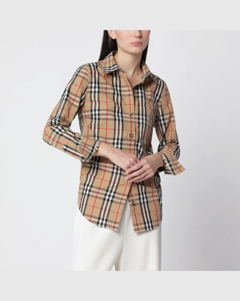 Burberry Beiges Check-Hemd aus Stretch-Baumwolle Beige