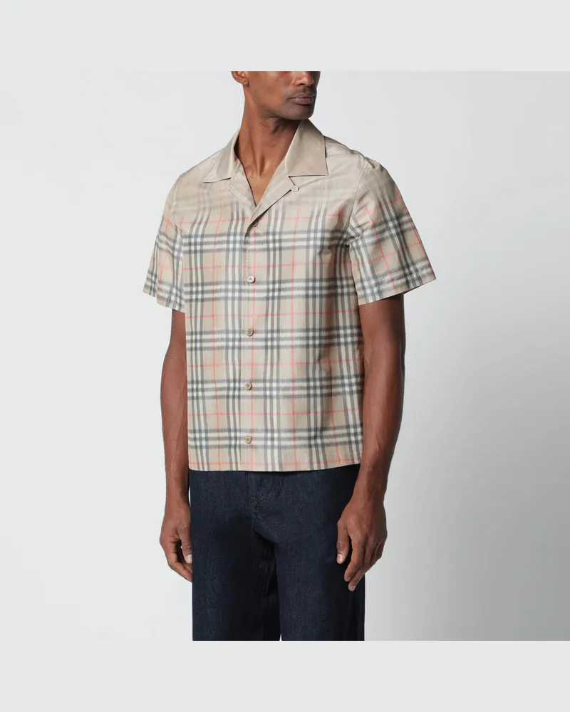 Burberry Beiges Hemd mit schattiertem Check-Muster Beige