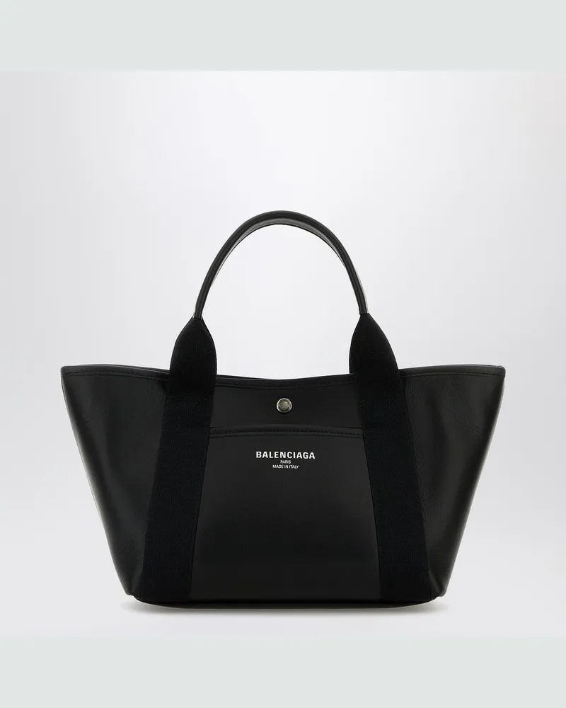Balenciaga Biarritz Shoppingtasche aus schwarzem Leder Black