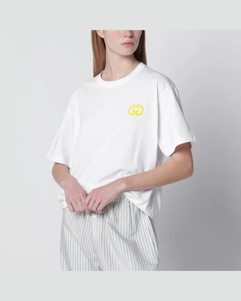 Gucci Weißes Baumwoll-T-Shirt in mittlerer Stärke White