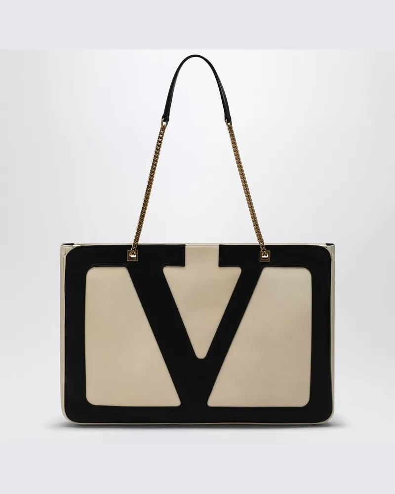 Valentino Garavani Große Viva Superstar Tasche in Butterweiß/Schwarz Weiß