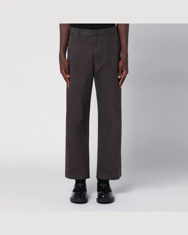 Prada Braune Baumwollhose mit Vintage-Effekt Brown