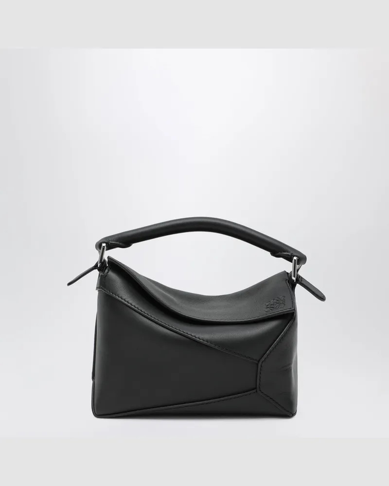 Loewe Mini Puzzle Edge Tasche aus schwarzem Leder Black