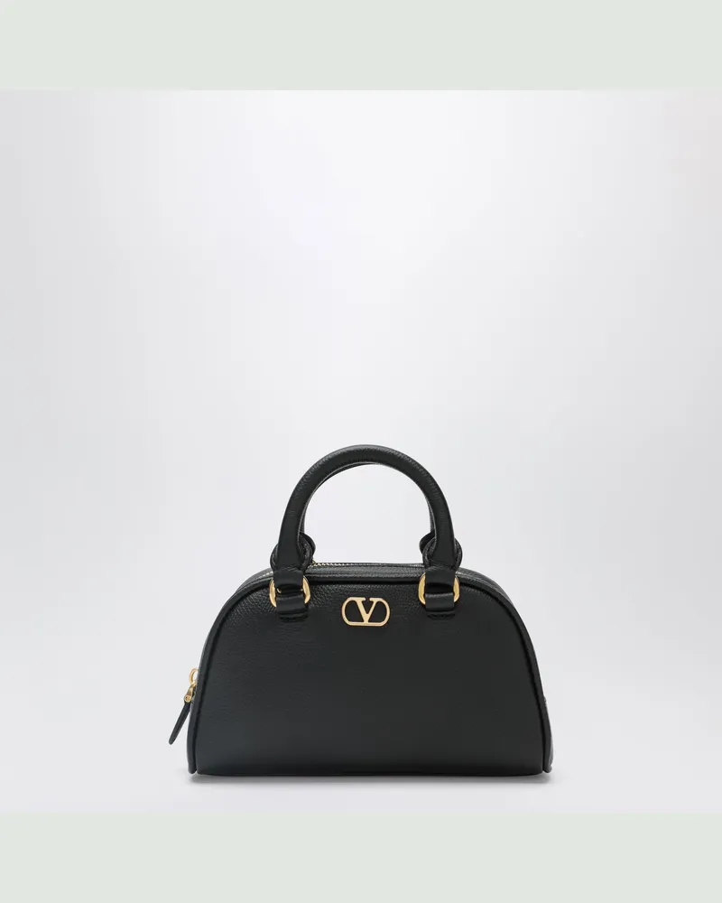 Valentino Garavani Schwarze Mini-Bowlingtasche VLogo Signature aus genarbtem Kalbsleder Black