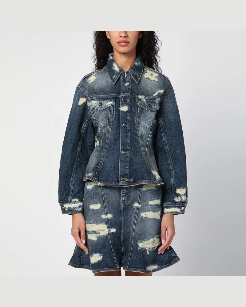 Marc Jacobs Jacke aus ausgewaschenem Denim mit abgenutzten Details Blau