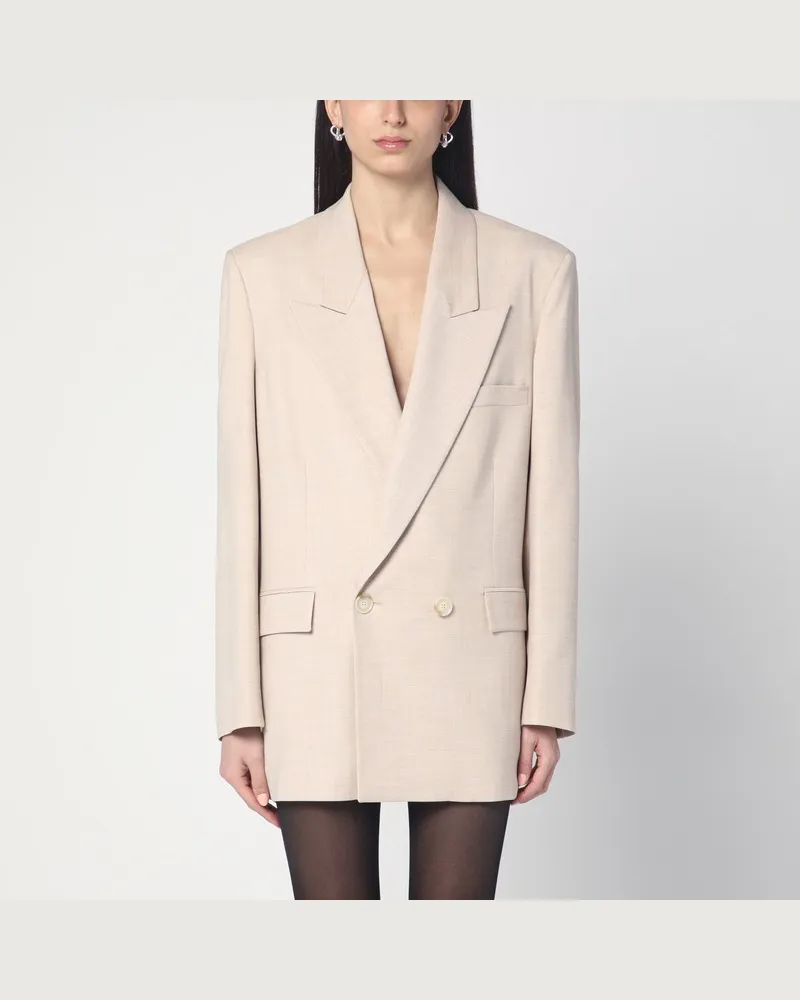 ANDAMANE Zweireihige sandfarbene Jacke Beige