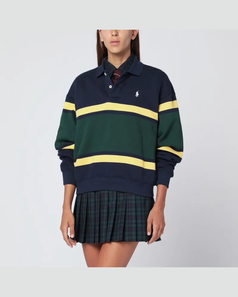 Ralph Lauren Langärmliges Polo in blau/gelb/grünen Streifen Mehrfarbig