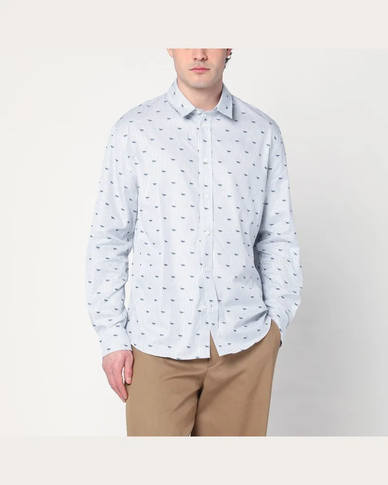 Kitsuné Gestreiftes Hemd mit Logos Grau