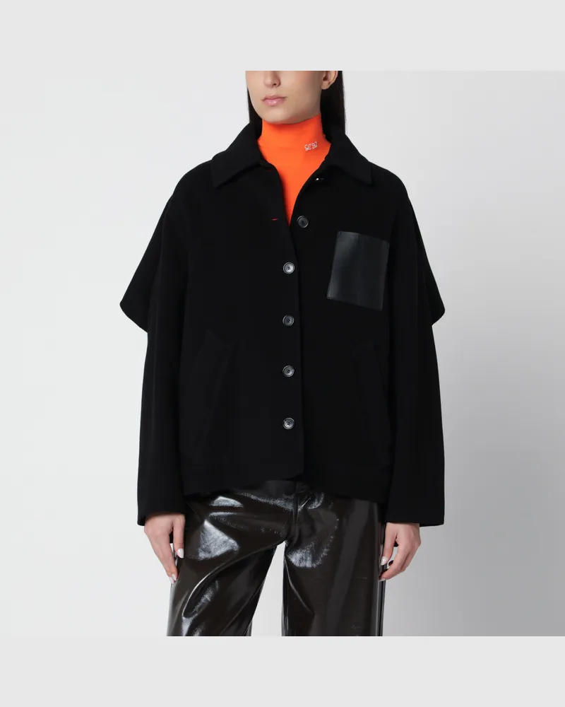 Loewe Schwarzes Cape aus Wolle und Kaschmir Black