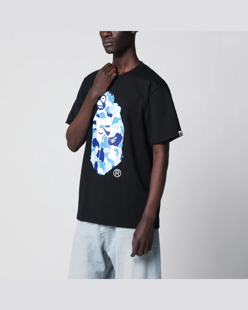 BAPE Schwarzes T-Shirt mit blau/hellblauem Camouflage-Print Black