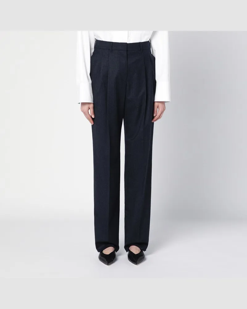 Stella McCartney Marineblaue Hose mit Abnähern aus Wolle Blau