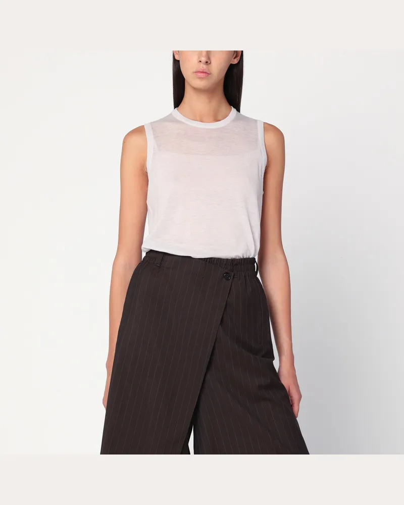 6397 Halbtransparente Tanktop in Elfenbein White