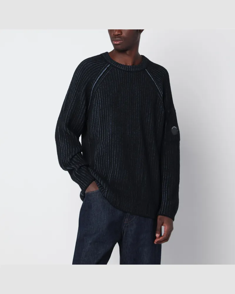 C.P. Company Blauer Pullover aus gerippter Baumwolle Blue