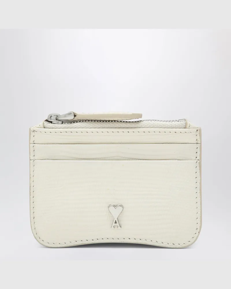 AMI Paris Paris Paris elfenbeinfarbenes Leder-Kartenetui White