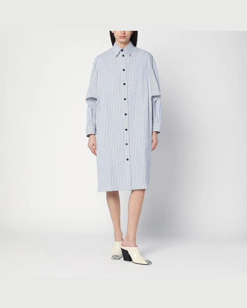 Bottega Veneta Midi-Hemdblusenkleid mit Streifenmuster Weiß