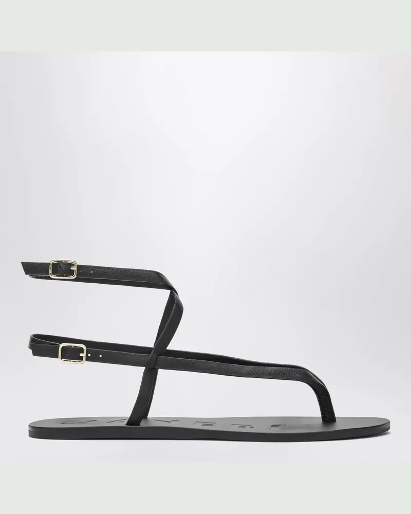 Manebí Crossover-Sandalen aus Glattleder in Schwarz Black