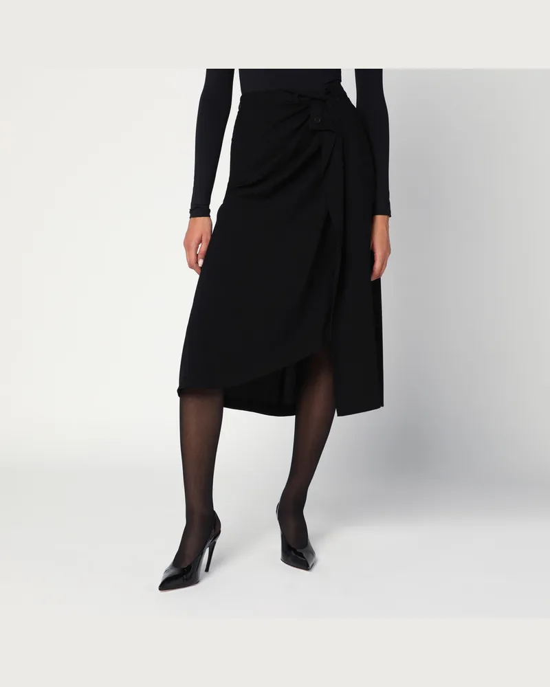 Balenciaga Drapierter schwarzer Rock aus Crêpe 