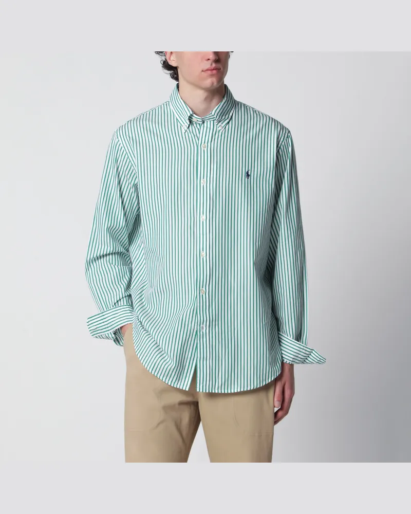 Ralph Lauren Custom-Fit Hemd mit weiß/grünen Streifen Green