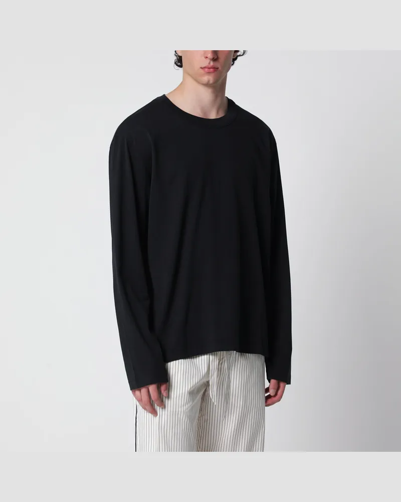 TEKLA Schwarzes Langarm-T-Shirt Black