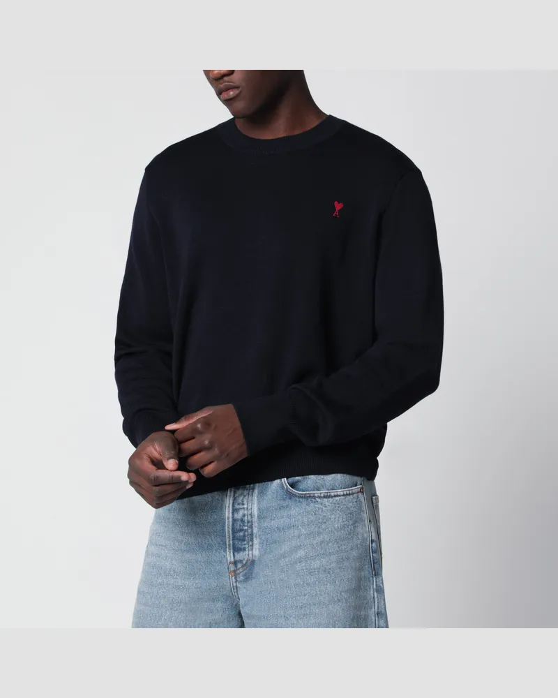 AMI Paris Marineblauer Ami de Coeur Pullover Blue