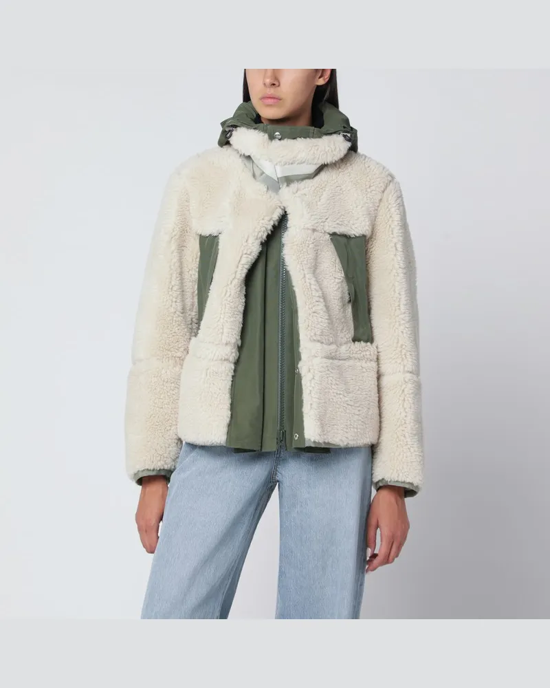 Sacai Ecru/khakigrüne Bicolor-Jacke Grün